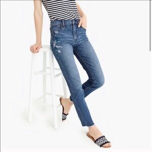J Crew vintage straight leg embroidered jeans dark wash size 27